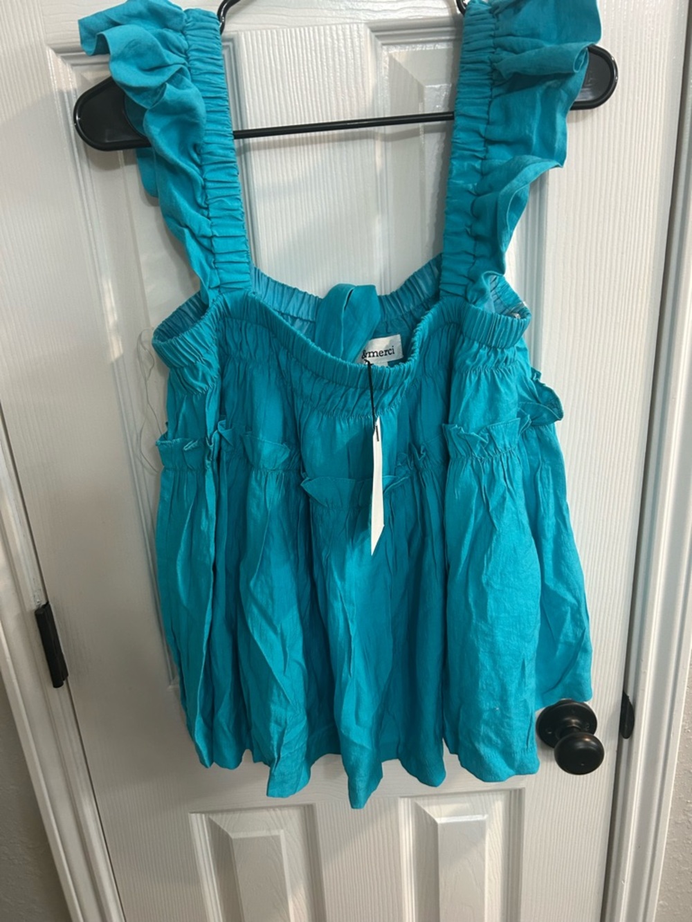 &Merci turquoise babydoll-style tank size medium new with tags